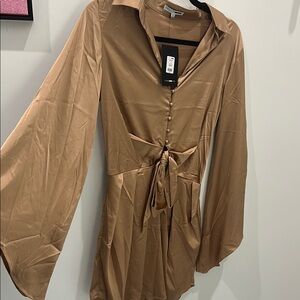 Chic Tan Button-Down Dress
